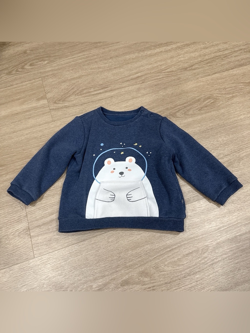 Dave & Bella Navy Bear Graphic Crewneck Sweatshirt for Kids 2T